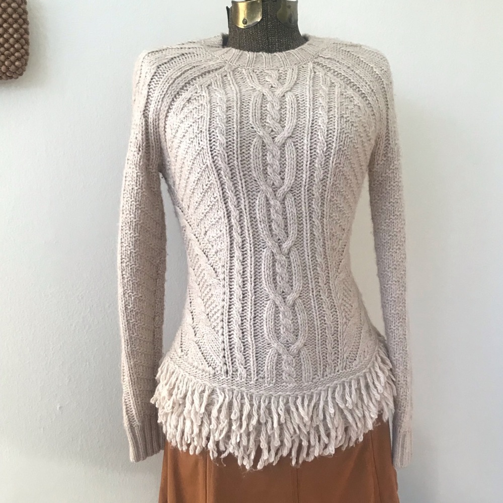 Cable knit sweater by BANANA REPUBLIC with fringe
